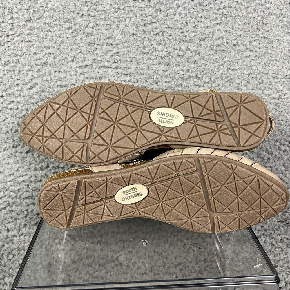 Earth Origins Shoes Palomos Peyton Cork Wedge Size 9.5M Leather Flats Taupe - Picture 10 of 10